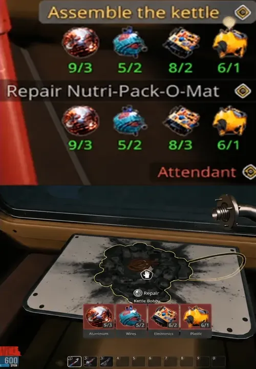 Kettle repair screen; not the upgrade menu